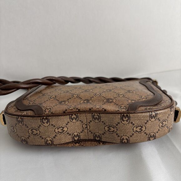 Morabito Paris Vintage Monogram Brown Shoulder Bag with Twisted Strap - Picture 6 of 13